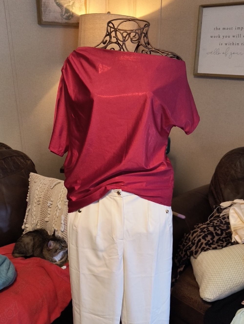 SHIMMER Elegant Red Women's Top
